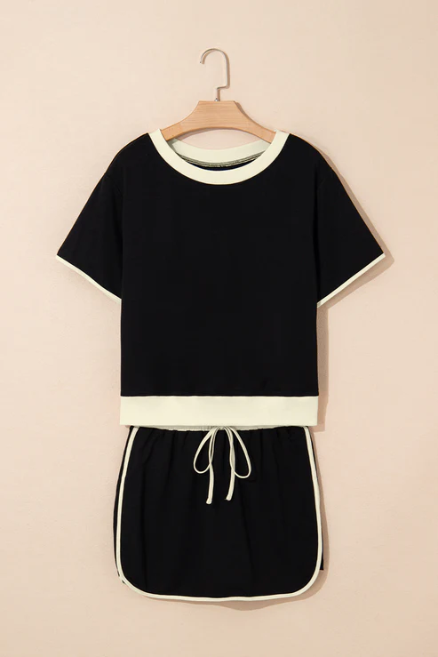 🚨Mother's Day Special🔥Color Block Drop Shoulder T-Shirt and Culotte Set