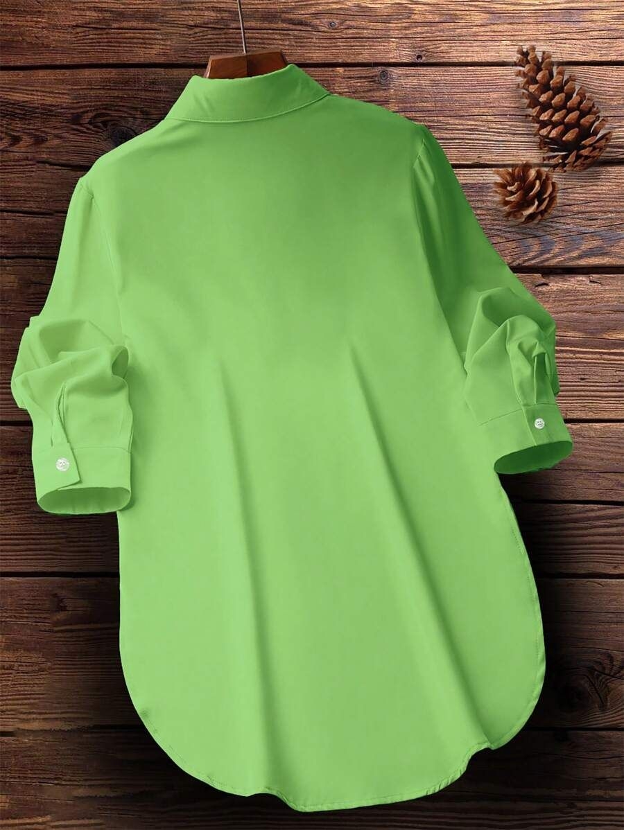 💥Factory Direct Sale💥Women's Plain Button Front Split Side Shirt