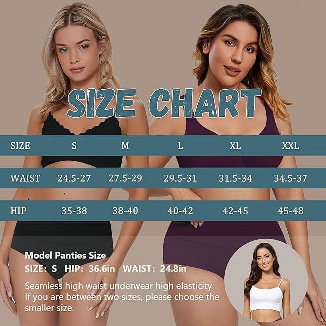AWAYTR Women High Waist Underwear Seamless Panties No Show Invisible Briefs 6 Pack S-2XL