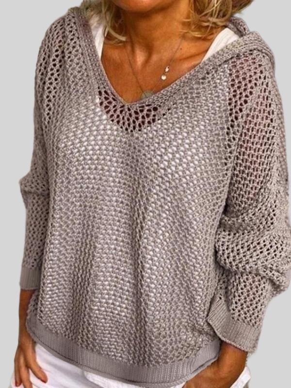 🚨 $6.99– Today Only!🔥Women's Hollow Sheer Hooded Sweater