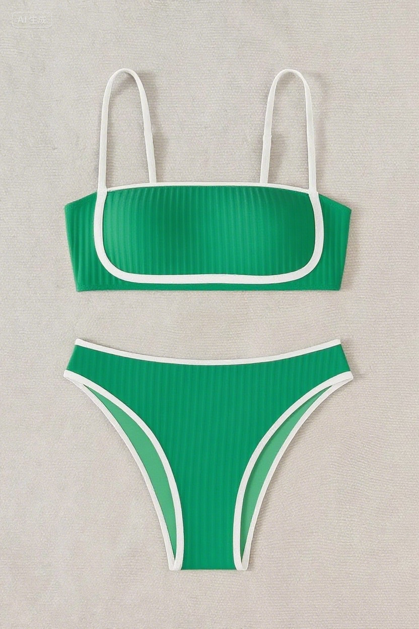 🚨𝐂𝐡𝐫𝐢𝐬𝐭𝐦𝐚𝐬 𝐢𝐧 𝐉𝐮𝐥𝐲 𝐒𝐚𝐥𝐞🔥Rib Piping Bandeau & High-Waisted Bottoms Set