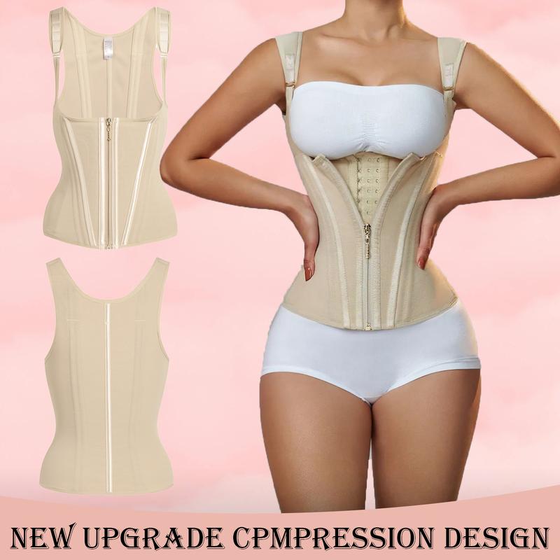 Women's Zipper Tummy Tuck Body Shaper With Adjustable Shoulders