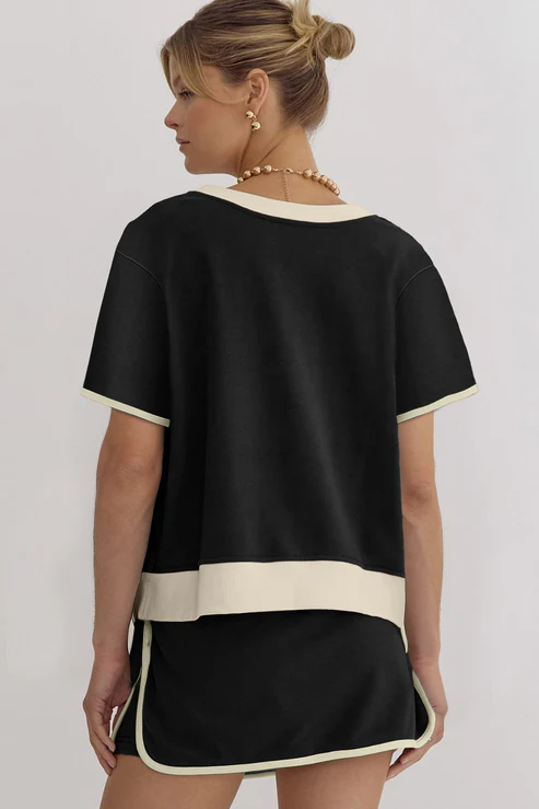 🚨Mother's Day Special🔥Color Block Drop Shoulder T-Shirt and Culotte Set