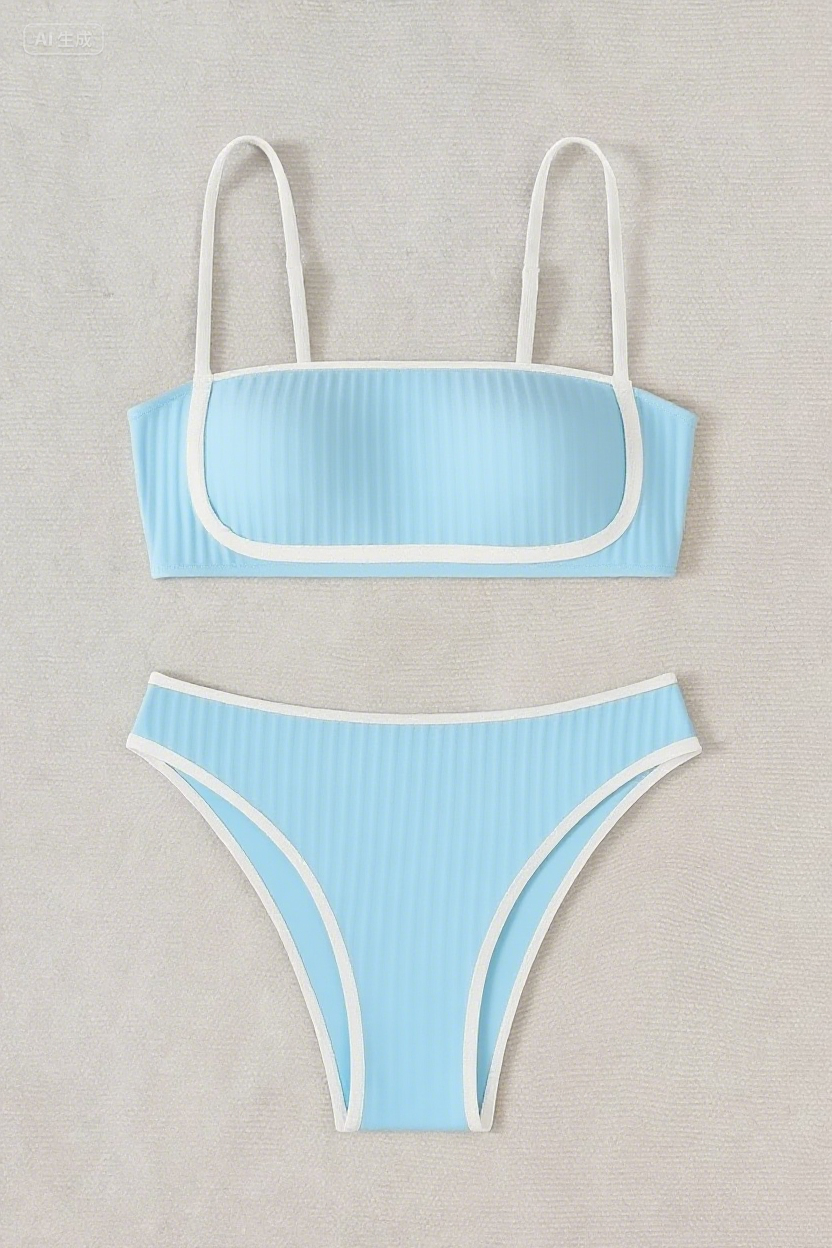 🚨𝐂𝐡𝐫𝐢𝐬𝐭𝐦𝐚𝐬 𝐢𝐧 𝐉𝐮𝐥𝐲 𝐒𝐚𝐥𝐞🔥Rib Piping Bandeau & High-Waisted Bottoms Set