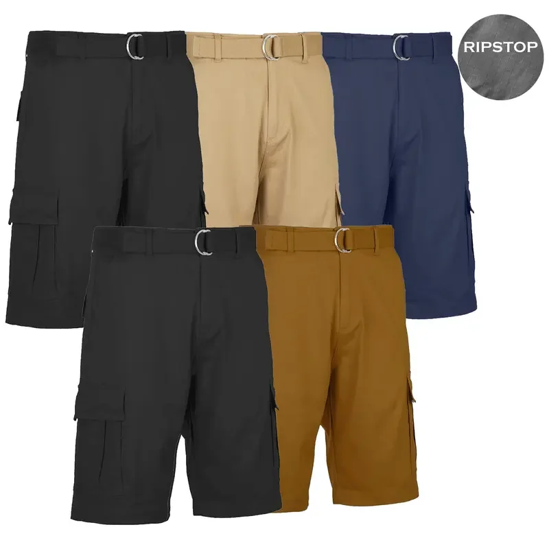 🚨Deal Of The Day🔥Men's 5-Pack Belted Cotton Flex Stretch Cargo Shorts