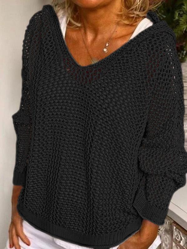 🚨 $6.99– Today Only!🔥Women's Hollow Sheer Hooded Sweater