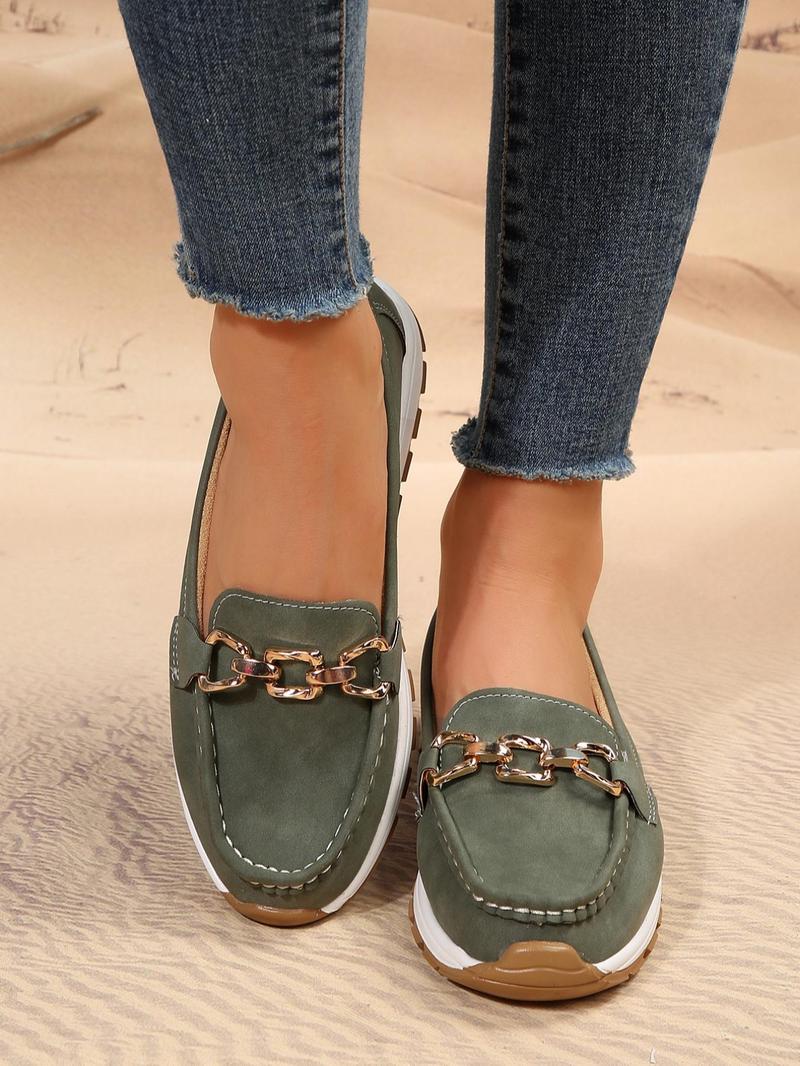 Women's Solid Color Chain Low-Top Round Toe Versatile Shoes