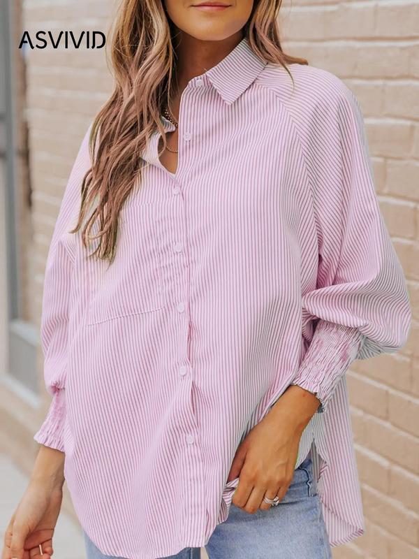 🔥Clearance Sale – Today Only!🔥Women's Striped Long Sleeve Button-Down Shirt