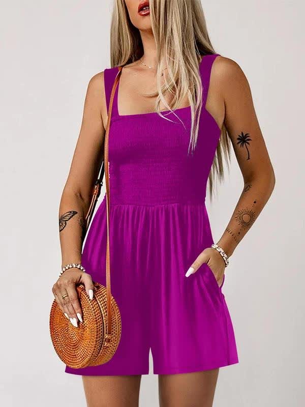 🔥Clearance Sale – Today Only!🔥Women's Solid Color Pleated Vest Bodysuit