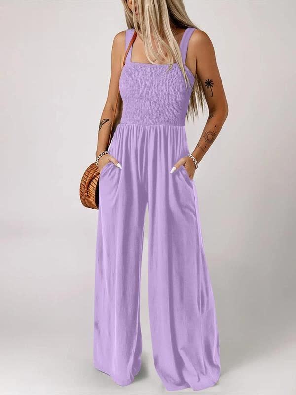 🔥Clearance Sale – Today Only!🔥Women's Summer Backless Pleated Wide-Leg Suspender Jumpsuit