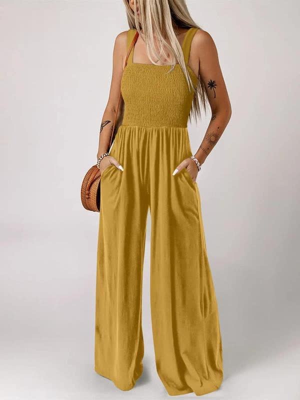 🔥Clearance Sale – Today Only!🔥Women's Summer Backless Pleated Wide-Leg Suspender Jumpsuit