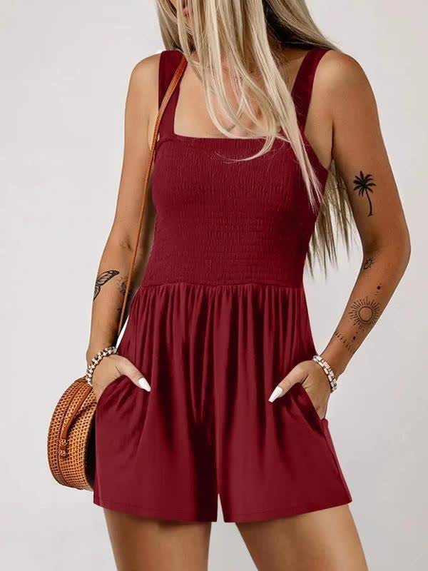 🔥Clearance Sale – Today Only!🔥Women's Solid Color Pleated Vest Bodysuit