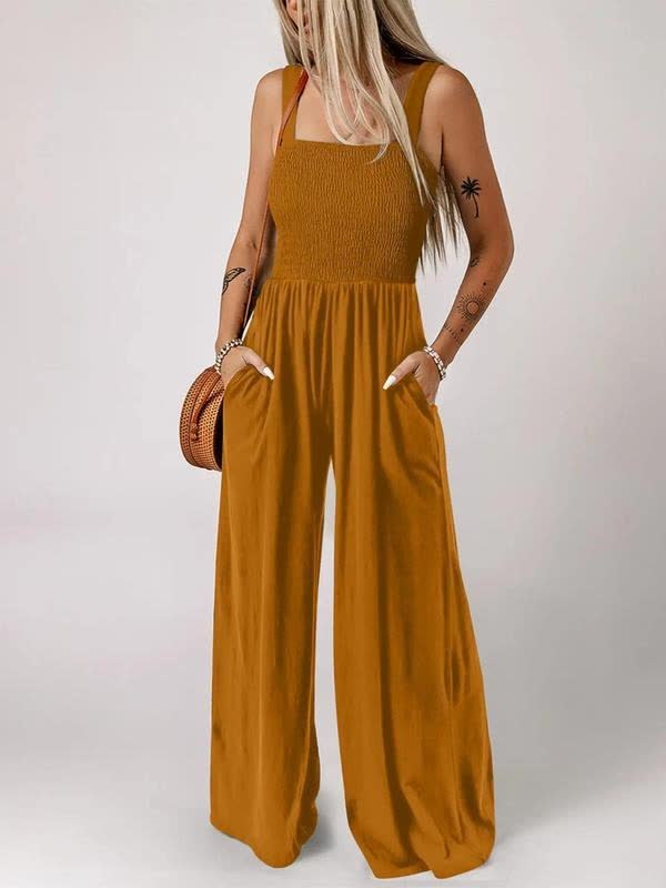 🔥Clearance Sale – Today Only!🔥Women's Summer Backless Pleated Wide-Leg Suspender Jumpsuit