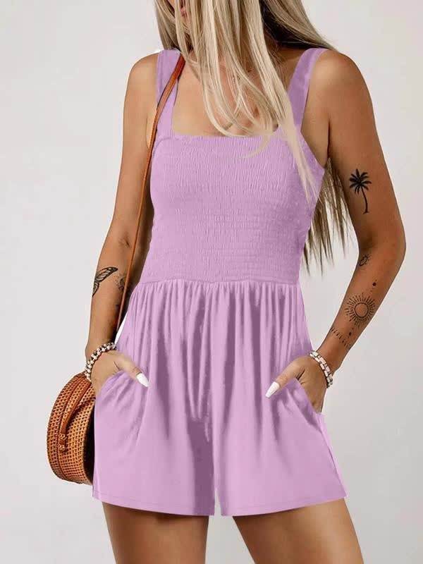 🔥Clearance Sale – Today Only!🔥Women's Solid Color Pleated Vest Bodysuit