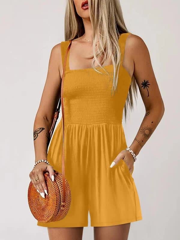 🔥Clearance Sale – Today Only!🔥Women's Solid Color Pleated Vest Bodysuit