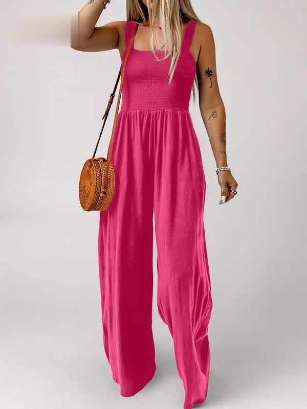🔥Clearance Sale – Today Only!🔥Women's Summer Backless Pleated Wide-Leg Suspender Jumpsuit