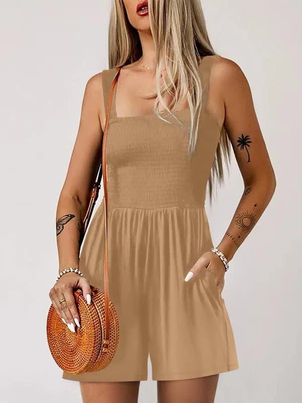 🔥Clearance Sale – Today Only!🔥Women's Solid Color Pleated Vest Bodysuit