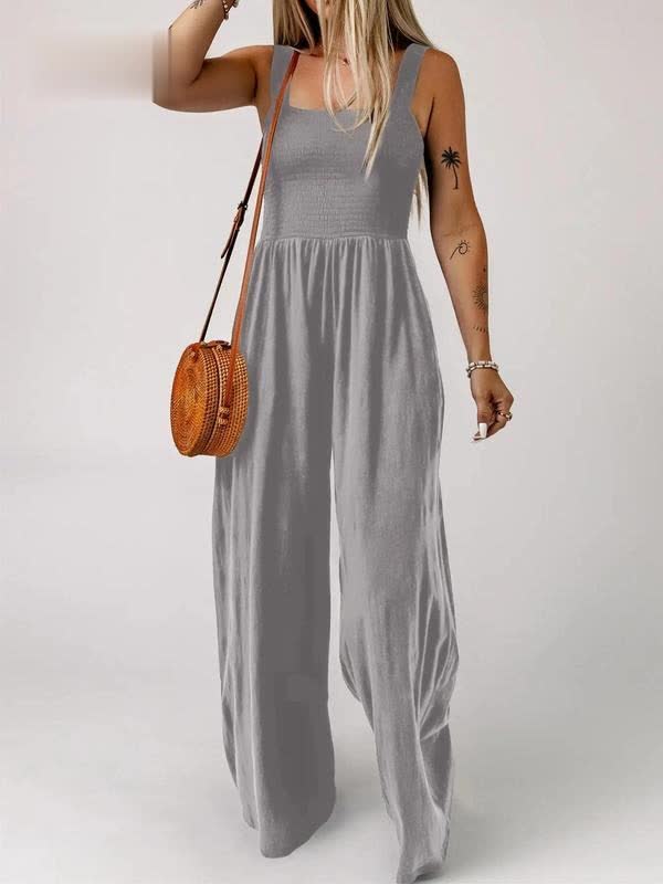 🔥Clearance Sale – Today Only!🔥Women's Summer Backless Pleated Wide-Leg Suspender Jumpsuit