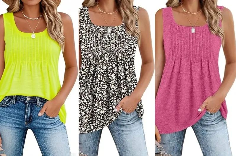 Women's Pleated Square Neck Sleeveless Camisole
