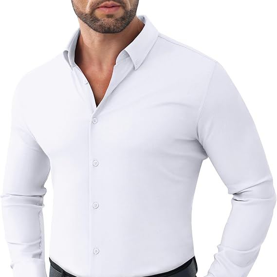 🎁Today's Special Offer🎁Wrinkle-Free And Iron-Free Elastic Slim Fit Business Casual Shirt (Long Sleeve Button-Down)