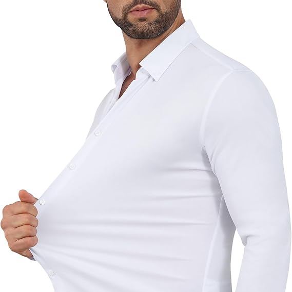 🎁Today's Special Offer🎁Wrinkle-Free And Iron-Free Elastic Slim Fit Business Casual Shirt (Long Sleeve Button-Down)