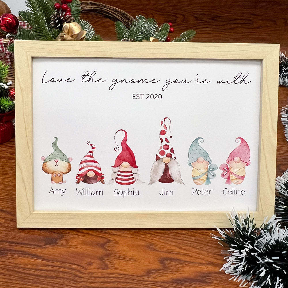 Personalised Christmas Gnome Family Names Frame
