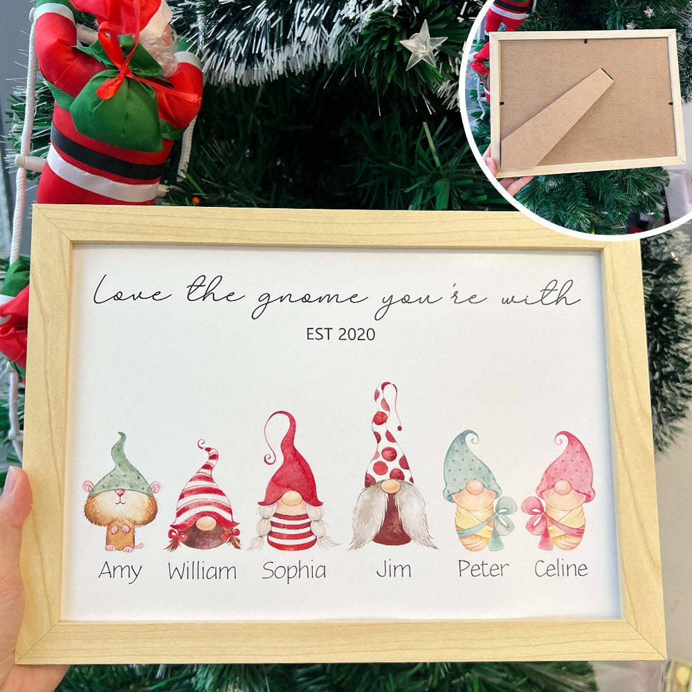Personalised Christmas Gnome Family Names Frame