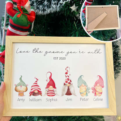 Personalised Christmas Gnome Family Names Frame