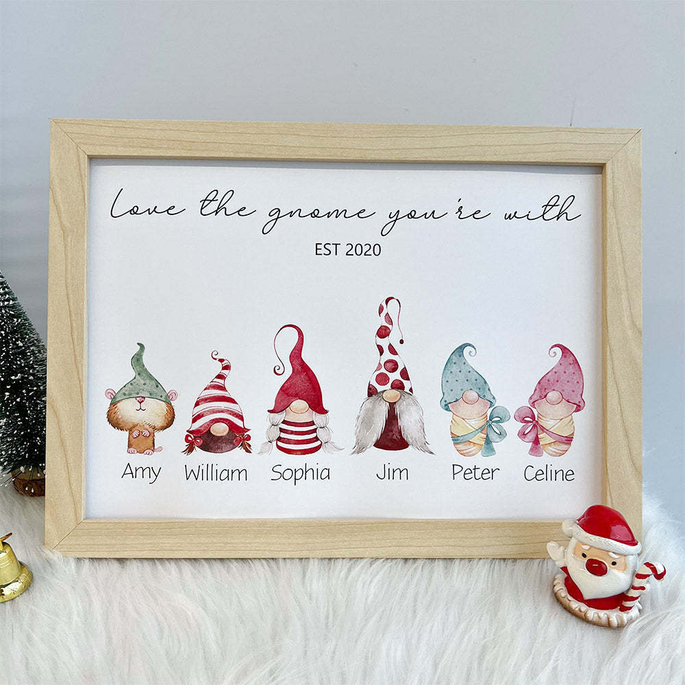 Personalised Christmas Gnome Family Names Frame