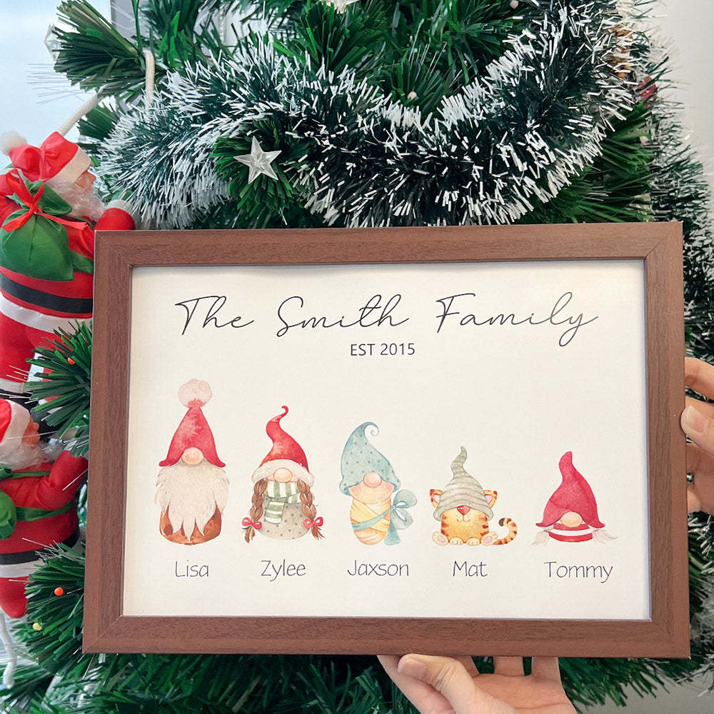 Personalised Christmas Gnome Family Names Frame