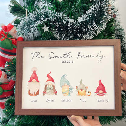 Personalised Christmas Gnome Family Names Frame
