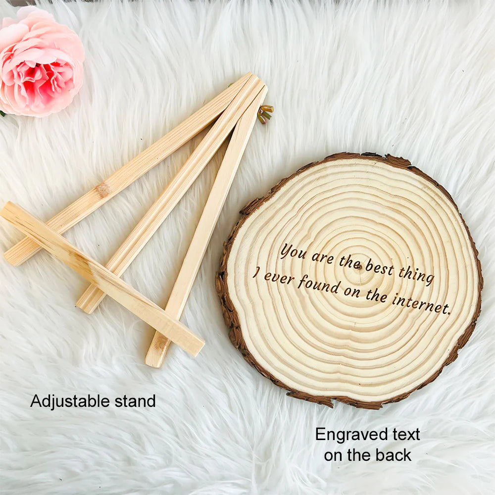 Custom Natural Pine Wood Slice With Photo And Engraved Text