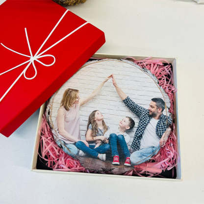 Custom Natural Wood Slice With Photo And Engraved Text Gifts