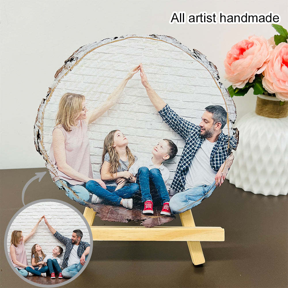 Custom Natural Wood Slice With Photo And Engraved Text Gifts