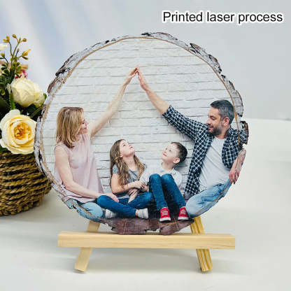 Custom Natural Pine Wood Slice With Photo And Engraved Text