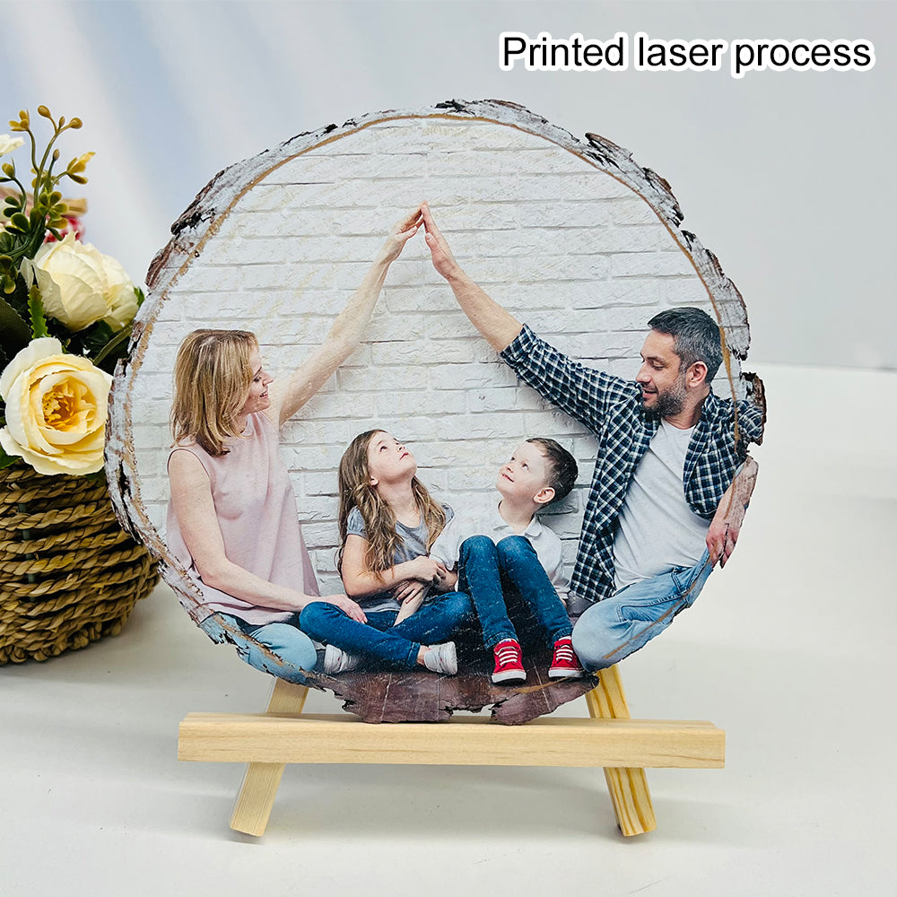 Custom Natural Wood Slice With Photo And Engraved Text Gifts