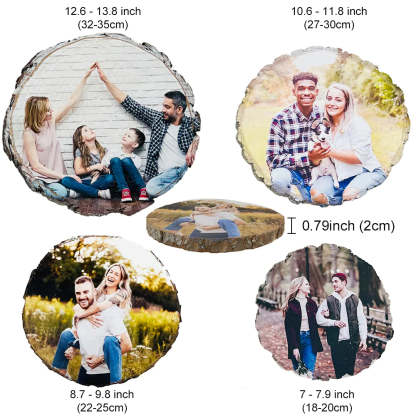 Custom Natural Pine Wood Slice With Photo And Engraved Text