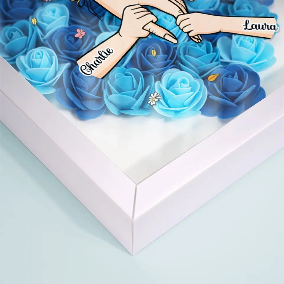 Family Love Blooms Forever – Personalised Mum & Grandma Flower Shadow Box with Names