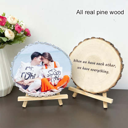 Custom Natural Pine Wood Slice With Photo And Engraved Text