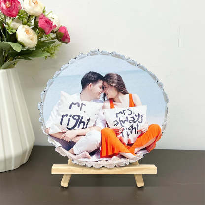 Custom Natural Pine Wood Slice With Photo And Engraved Text