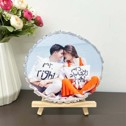 Custom Natural Wood Slice With Photo And Engraved Text Gifts