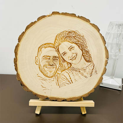 Custom Natural Wood Slice With Photo And Engraved Text Gifts