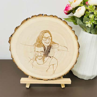 Custom Natural Wood Slice With Photo And Engraved Text Gifts