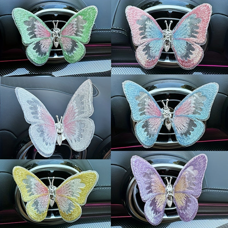 Embroidered butterfly car decoration, 3D butterfly ornaments, moving butterfly car decoration-ilovevango