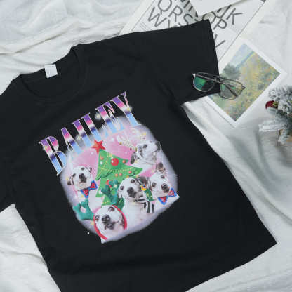 Christmas Tree Bootleg Dog Photo Sweatshirt T Shirt Hoodie, Custom Vintage Christmas Shirt