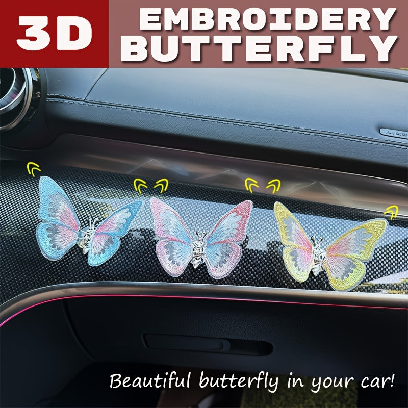 Embroidered butterfly car decoration, 3D butterfly ornaments, moving butterfly car decoration-ilovevango