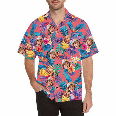 Custom Hawaiian Shirts with Face Banana&Pineapple Design Your Own Aloha Shirt Birthday Party Gift