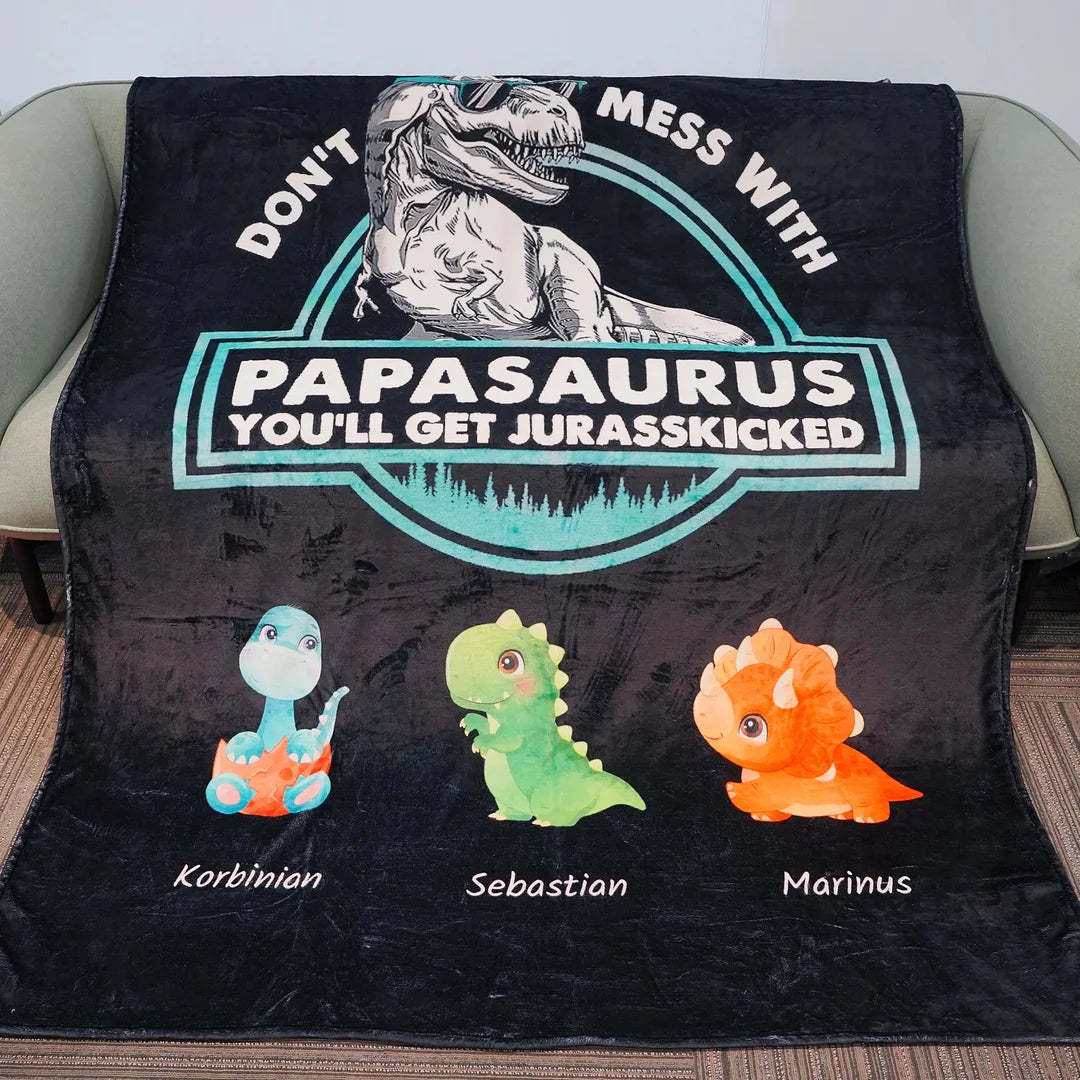 Personalized Blanket For Mom - Don't Mess With Mamasaurus-ilovevango