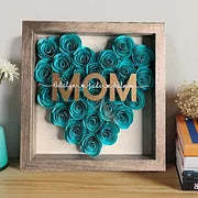Handmade Heart Flower Mom Shadow Box with Kids Names