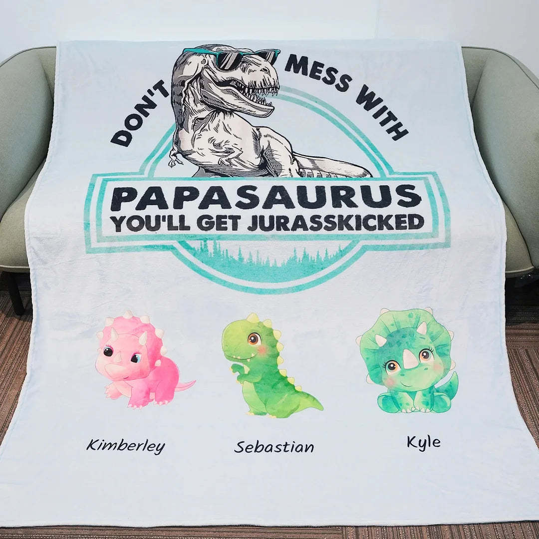 Personalized Blanket For Mom - Don't Mess With Mamasaurus-ilovevango